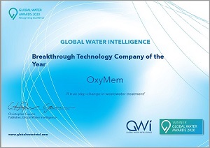 杜邦水处理于今年收购的OxyMem公司在全球水峰会上赢得了年度突破性技术公司的称号