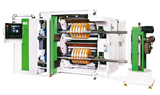 The HCI turret rewind slitting machine significantly improves production efficiency